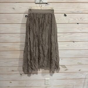 Moda Seta Crinkled Taupe Midi Skirt